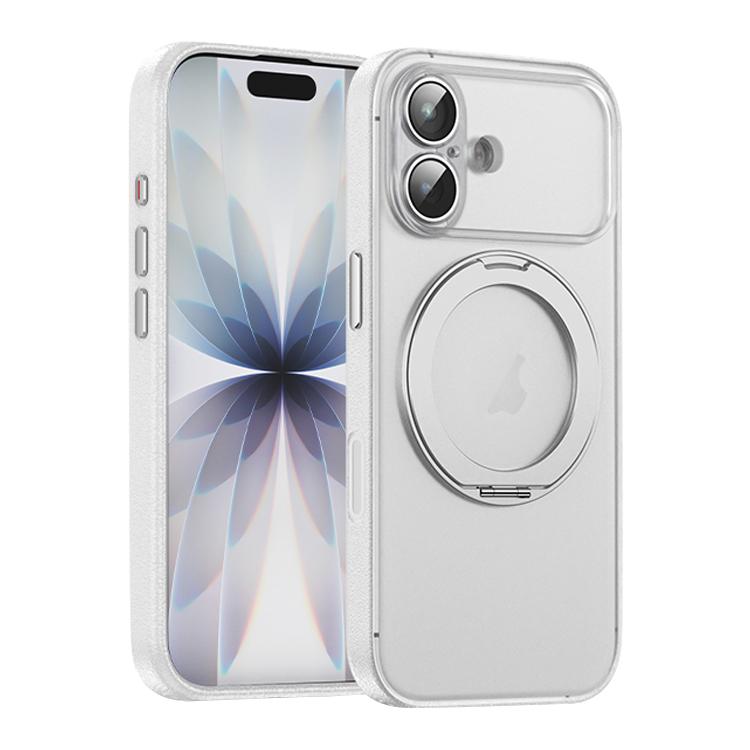 غطاء هاتف مغناطيسي من الجلد النباتي مع حامل دوار 360 درجة، لهواتف iPhone 17 Pro Max، iPhone 17 Pro، iPhone 17