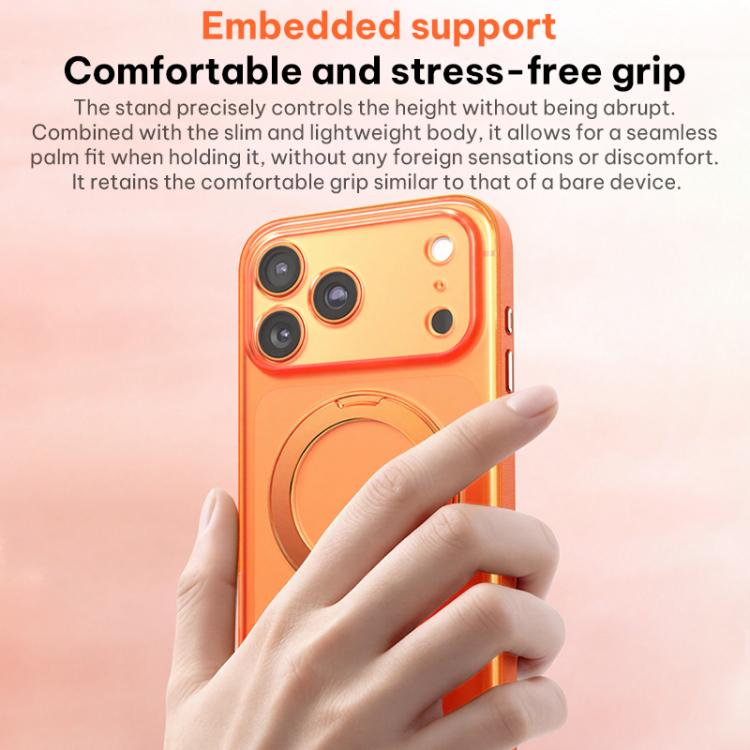 غطاء هاتف مغناطيسي من الجلد النباتي مع حامل دوار 360 درجة، لهواتف iPhone 17 Pro Max، iPhone 17 Pro، iPhone 17