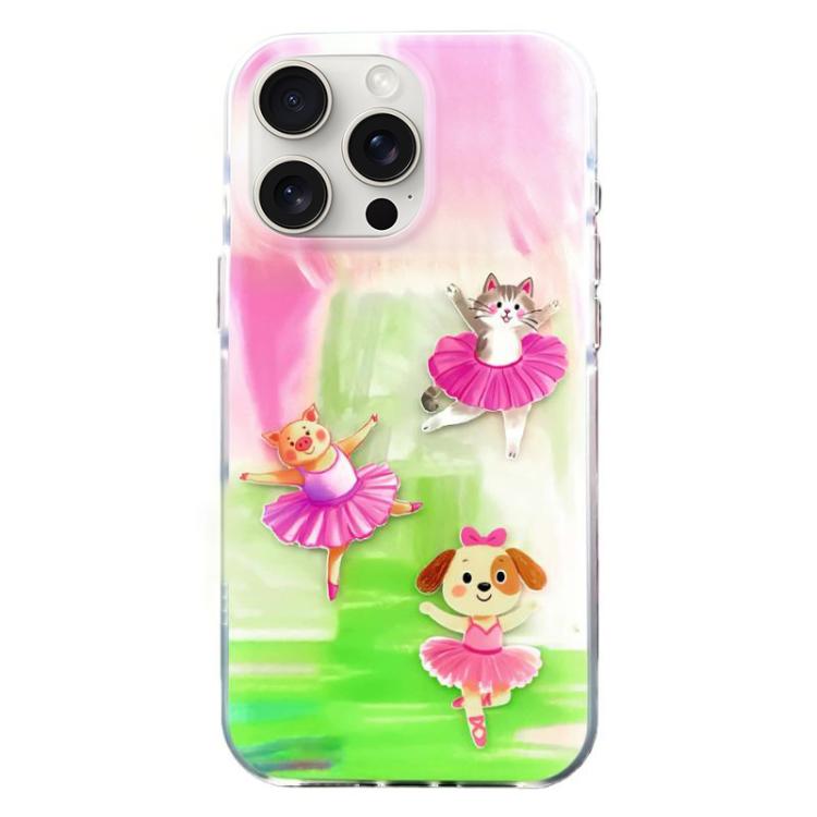 غطاء هاتف من TPU بنمط IMD بحواف مدورة، لهواتف iPhone 15 Pro Max، iPhone 15 Pro، iPhone 15