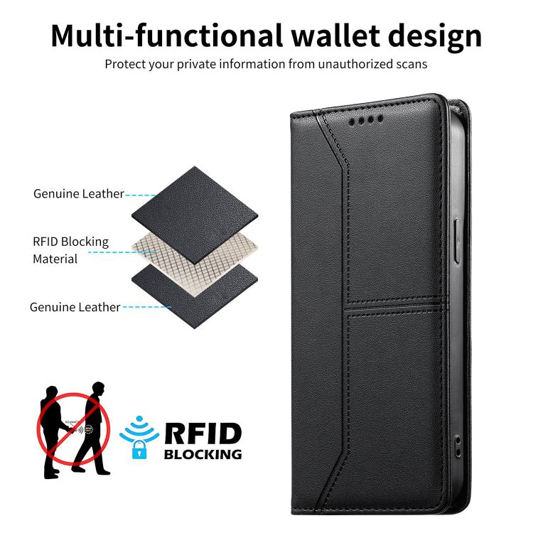 حافظة هاتف من الجلد النباتي مع حماية RFID وخطوط مغناطيسية مخيطة، لهواتف iPhone X / XS، iPhone XR، iPhone XS Max، iPhone 8 Plus / 7 Plus