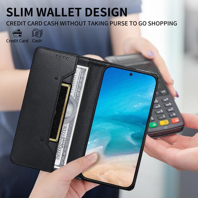 حافظة هاتف من الجلد النباتي مع حماية RFID وخطوط مغناطيسية مخيطة، لهواتف iPhone X / XS، iPhone XR، iPhone XS Max، iPhone 8 Plus / 7 Plus