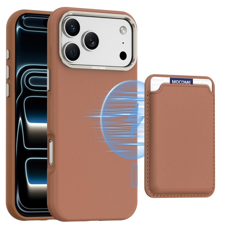 Mocome Plain Magnetic Card Bag Phone Case, For iPhone 17 Pro Max, For iPhone 17 Pro