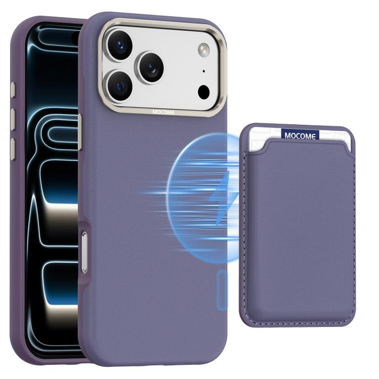 Mocome Plain Magnetic Card Bag Phone Case, For iPhone 17 Pro Max, For iPhone 17 Pro