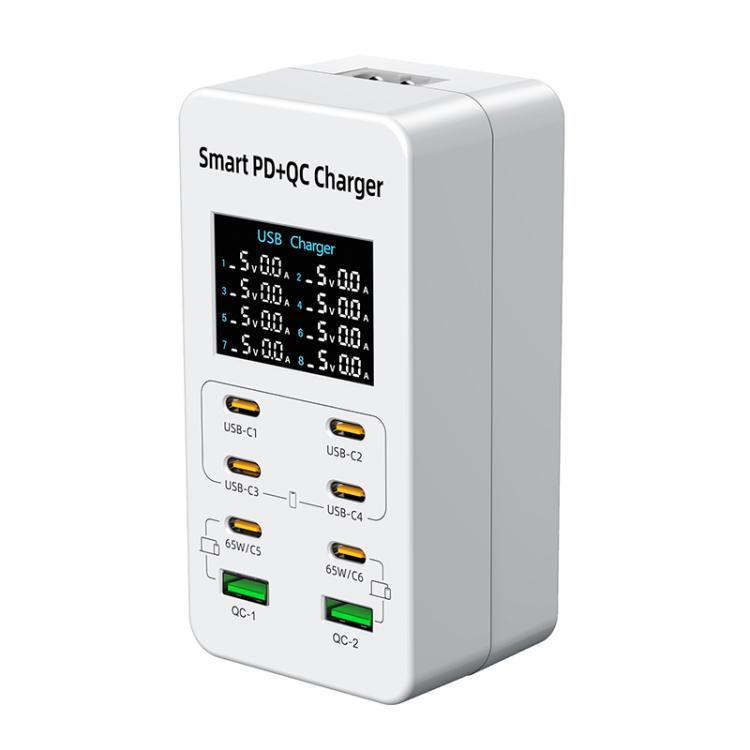 شاحن متعدد المنافذ مكتبي A8C مع 2 منفذ USB-A و6 منافذ USB-C / Type-C، قابس الولايات المتحدة، الاتحاد الأوروبي، المملكة المتحدة، أستراليا