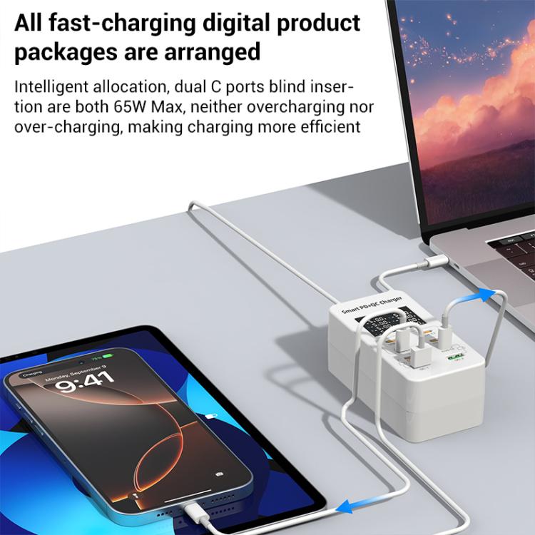 شاحن متعدد المنافذ مكتبي A8C مع 2 منفذ USB-A و6 منافذ USB-C / Type-C، قابس الولايات المتحدة، الاتحاد الأوروبي، المملكة المتحدة، أستراليا