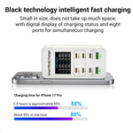 شاحن متعدد المنافذ مكتبي A8C مع 2 منفذ USB-A و6 منافذ USB-C / Type-C، قابس الولايات المتحدة، الاتحاد الأوروبي، المملكة المتحدة، أستراليا