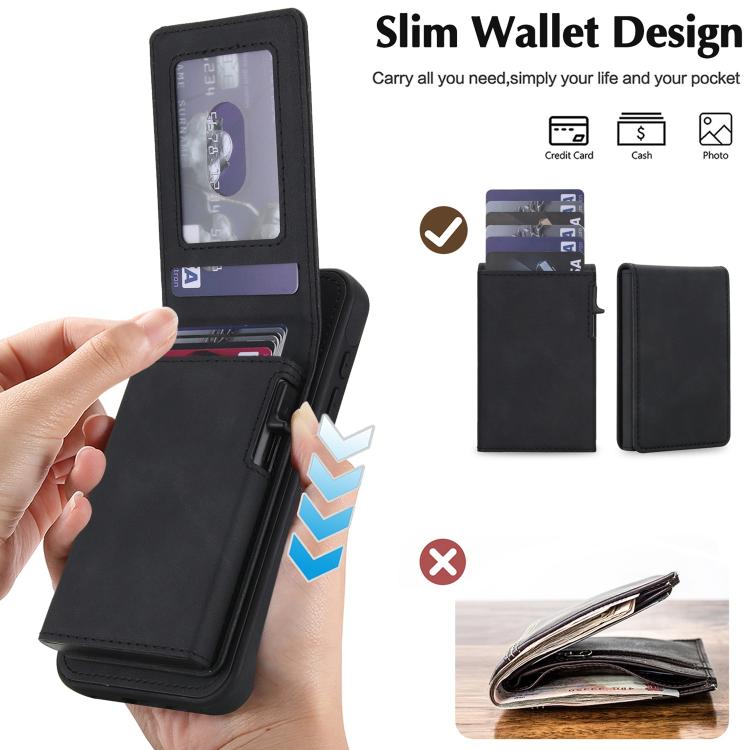 غطاء هاتف مغناطيسي من الجلد الصناعي الكلاسيكي مع حقيبة بطاقات قابلة للفصل ونابض، يدعم RFID، لهواتف iPhone 17e / 16e، iPhone 17 Pro Max، iPhone 17 Pro، iPhone 15 Plus، iPhone 15، iPhone 14 Plus، iPhone 14 / 13، iPhone 12 / 12 Pro