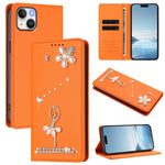 غطاء هاتف من الجلد النباتي مزين بألماس على شكل فتاة باليه ويدعم RFID، لهواتف iPhone 16 Pro، iPhone 16 Plus، iPhone 16، iPhone 15 Pro Max، iPhone 15 Pro، iPhone 15 Plus