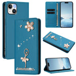 غطاء هاتف من الجلد النباتي مزين بألماس على شكل فتاة باليه ويدعم RFID، لهواتف iPhone 16 Pro، iPhone 16 Plus، iPhone 16، iPhone 15 Pro Max، iPhone 15 Pro، iPhone 15 Plus