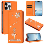غطاء هاتف من الجلد النباتي مزين بألماس على شكل فتاة باليه ويدعم RFID، لهواتف iPhone 16 Pro، iPhone 16 Plus، iPhone 16، iPhone 15 Pro Max، iPhone 15 Pro، iPhone 15 Plus