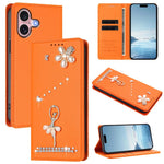 غطاء هاتف من الجلد النباتي مزين بألماس على شكل فتاة باليه ويدعم RFID، لهواتف iPhone 16 Pro، iPhone 16 Plus، iPhone 16، iPhone 15 Pro Max، iPhone 15 Pro، iPhone 15 Plus