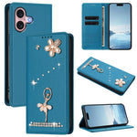 غطاء هاتف من الجلد النباتي مزين بألماس على شكل فتاة باليه ويدعم RFID، لهواتف iPhone 16 Pro، iPhone 16 Plus، iPhone 16، iPhone 15 Pro Max، iPhone 15 Pro، iPhone 15 Plus