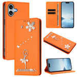 غطاء هاتف من الجلد النباتي مزين بألماس على شكل فتاة باليه ويدعم RFID، لهواتف iPhone 16 Pro، iPhone 16 Plus، iPhone 16، iPhone 15 Pro Max، iPhone 15 Pro، iPhone 15 Plus