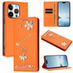 غطاء هاتف من الجلد النباتي مزين بألماس على شكل فتاة باليه ويدعم RFID، لهواتف iPhone 16 Pro، iPhone 16 Plus، iPhone 16، iPhone 15 Pro Max، iPhone 15 Pro، iPhone 15 Plus