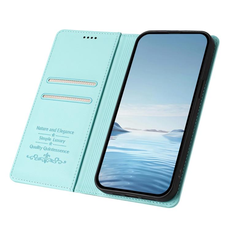 غطاء هاتف من الجلد النباتي مزين بألماس على شكل فتاة باليه ويدعم RFID، لهواتف iPhone 17e / 16e، iPhone 17 Pro Max، iPhone 17 Pro، iPhone 17، iPhone Air، iPhone 16 Pro Max