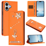 غطاء هاتف من الجلد النباتي مزين بألماس على شكل فتاة باليه ويدعم RFID، لهواتف iPhone 17e / 16e، iPhone 17 Pro Max، iPhone 17 Pro، iPhone 17، iPhone Air، iPhone 16 Pro Max