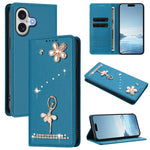غطاء هاتف من الجلد النباتي مزين بألماس على شكل فتاة باليه ويدعم RFID، لهواتف iPhone 17e / 16e، iPhone 17 Pro Max، iPhone 17 Pro، iPhone 17، iPhone Air، iPhone 16 Pro Max