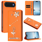 غطاء هاتف من الجلد النباتي مزين بألماس على شكل فتاة باليه ويدعم RFID، لهواتف iPhone 17e / 16e، iPhone 17 Pro Max، iPhone 17 Pro، iPhone 17، iPhone Air، iPhone 16 Pro Max