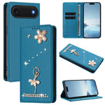 غطاء هاتف من الجلد النباتي مزين بألماس على شكل فتاة باليه ويدعم RFID، لهواتف iPhone 17e / 16e، iPhone 17 Pro Max، iPhone 17 Pro، iPhone 17، iPhone Air، iPhone 16 Pro Max