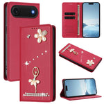غطاء هاتف من الجلد النباتي مزين بألماس على شكل فتاة باليه ويدعم RFID، لهواتف iPhone 17e / 16e، iPhone 17 Pro Max، iPhone 17 Pro، iPhone 17، iPhone Air، iPhone 16 Pro Max