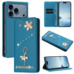 غطاء هاتف من الجلد النباتي مزين بألماس على شكل فتاة باليه ويدعم RFID، لهواتف iPhone 17e / 16e، iPhone 17 Pro Max، iPhone 17 Pro، iPhone 17، iPhone Air، iPhone 16 Pro Max