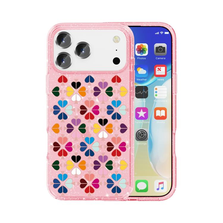 Glittering Crystal Red Heart Pattern Phone Case, For iPhone 18 Pro / 17 Pro, For iPhone 18 Pro Max / 17 Pro Max