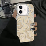 حافظة هاتف PC 2 في 1 بنمط خطوط متموجة مع طلاء IMD مطفي، لهواتف iPhone 11، iPhone 11 Pro، iPhone X / XS، iPhone XR، iPhone XS Max، iPhone 8 Plus / 7 Plus