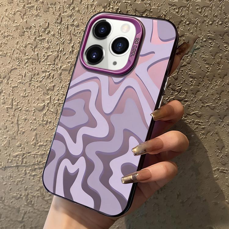 حافظة هاتف PC 2 في 1 بنمط خطوط متموجة مع طلاء IMD مطفي، لهواتف iPhone 11، iPhone 11 Pro، iPhone X / XS، iPhone XR، iPhone XS Max، iPhone 8 Plus / 7 Plus