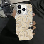حافظة هاتف PC 2 في 1 بنمط خطوط متموجة مع طلاء IMD مطفي، لهواتف iPhone 11، iPhone 11 Pro، iPhone X / XS، iPhone XR، iPhone XS Max، iPhone 8 Plus / 7 Plus