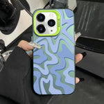 حافظة هاتف PC 2 في 1 بنمط خطوط متموجة مع طلاء IMD مطفي، لهواتف iPhone 11، iPhone 11 Pro، iPhone X / XS، iPhone XR، iPhone XS Max، iPhone 8 Plus / 7 Plus