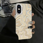 حافظة هاتف PC 2 في 1 بنمط خطوط متموجة مع طلاء IMD مطفي، لهواتف iPhone 11، iPhone 11 Pro، iPhone X / XS، iPhone XR، iPhone XS Max، iPhone 8 Plus / 7 Plus