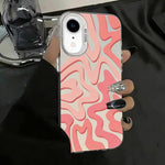 حافظة هاتف PC 2 في 1 بنمط خطوط متموجة مع طلاء IMD مطفي، لهواتف iPhone 11، iPhone 11 Pro، iPhone X / XS، iPhone XR، iPhone XS Max، iPhone 8 Plus / 7 Plus