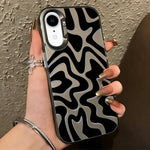 حافظة هاتف PC 2 في 1 بنمط خطوط متموجة مع طلاء IMD مطفي، لهواتف iPhone 11، iPhone 11 Pro، iPhone X / XS، iPhone XR، iPhone XS Max، iPhone 8 Plus / 7 Plus