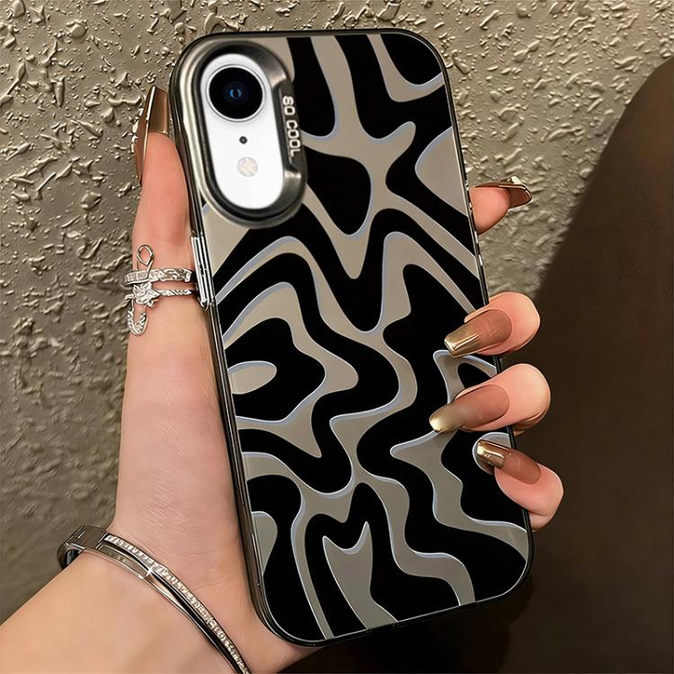 حافظة هاتف PC 2 في 1 بنمط خطوط متموجة مع طلاء IMD مطفي، لهواتف iPhone 11، iPhone 11 Pro، iPhone X / XS، iPhone XR، iPhone XS Max، iPhone 8 Plus / 7 Plus