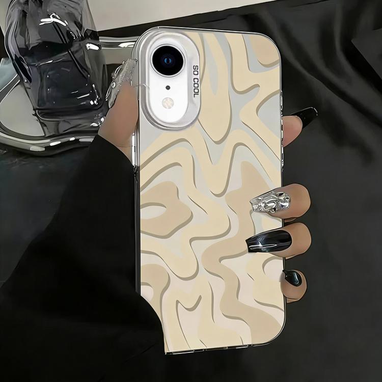 حافظة هاتف PC 2 في 1 بنمط خطوط متموجة مع طلاء IMD مطفي، لهواتف iPhone 11، iPhone 11 Pro، iPhone X / XS، iPhone XR، iPhone XS Max، iPhone 8 Plus / 7 Plus