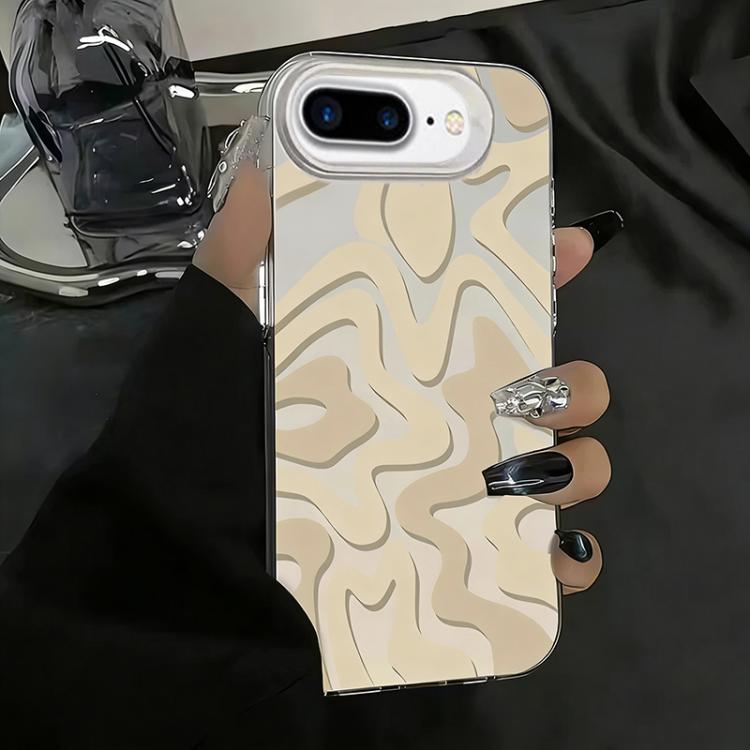 حافظة هاتف PC 2 في 1 بنمط خطوط متموجة مع طلاء IMD مطفي، لهواتف iPhone 11، iPhone 11 Pro، iPhone X / XS، iPhone XR، iPhone XS Max، iPhone 8 Plus / 7 Plus