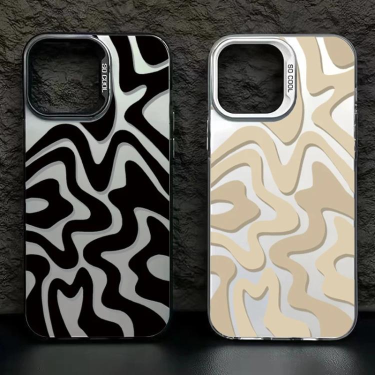 حافظة هاتف PC 2 في 1 بنمط خطوط متموجة مع طلاء IMD مطفي، لهواتف iPhone 11، iPhone 11 Pro، iPhone X / XS، iPhone XR، iPhone XS Max، iPhone 8 Plus / 7 Plus