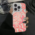 حافظة هاتف PC 2 في 1 بنمط خطوط متموجة مع طلاء IMD مطفي، لهواتف iPhone 11، iPhone 11 Pro، iPhone X / XS، iPhone XR، iPhone XS Max، iPhone 8 Plus / 7 Plus