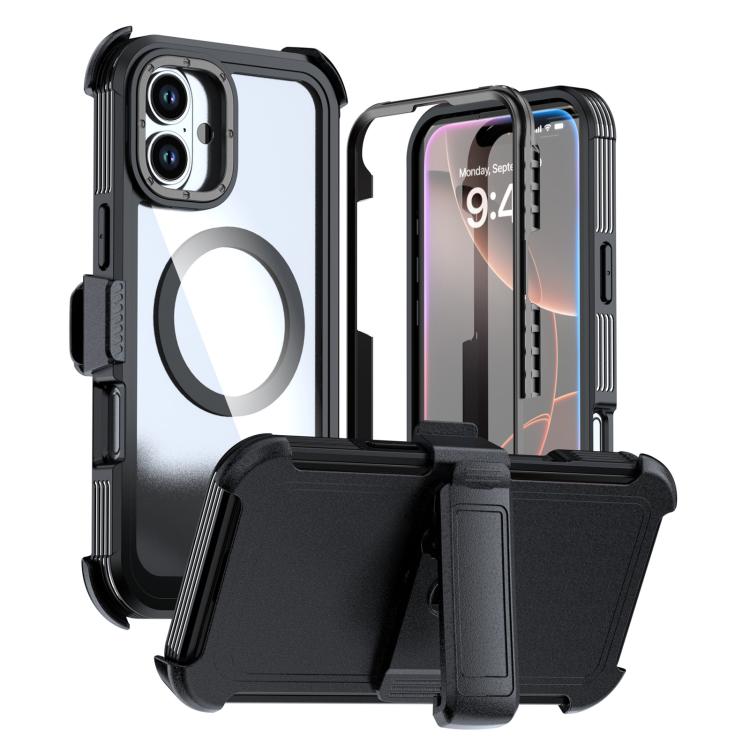 غطاء هاتف أكريليك كامل التغطية مغناطيسي مع مشبك خلفي، لهواتف iPhone 16 Plus، iPhone 16، iPhone 15 Pro Max، iPhone 15 Pro، iPhone 15 Plus / 14 Plus، iPhone 15