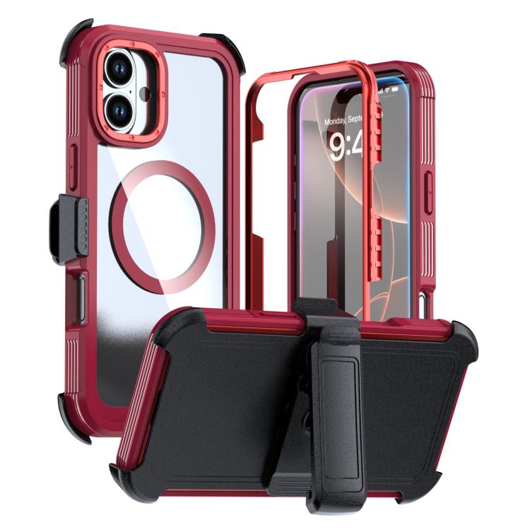 غطاء هاتف أكريليك كامل التغطية مغناطيسي مع مشبك خلفي، لهواتف iPhone 16 Plus، iPhone 16، iPhone 15 Pro Max، iPhone 15 Pro، iPhone 15 Plus / 14 Plus، iPhone 15