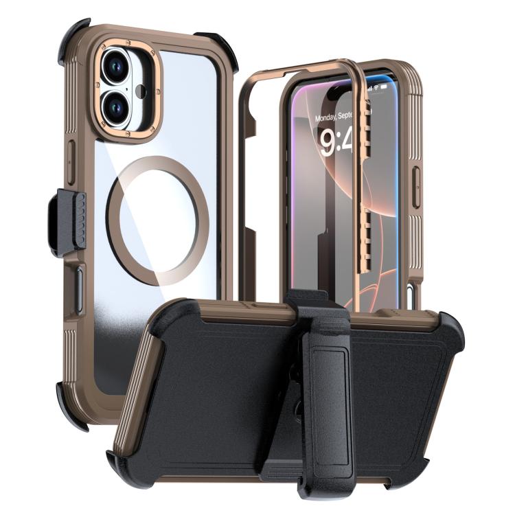 غطاء هاتف أكريليك كامل التغطية مغناطيسي مع مشبك خلفي، لهواتف iPhone 16 Plus، iPhone 16، iPhone 15 Pro Max، iPhone 15 Pro، iPhone 15 Plus / 14 Plus، iPhone 15