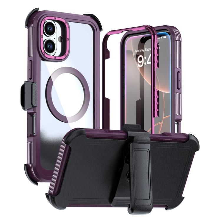 غطاء هاتف أكريليك كامل التغطية مغناطيسي مع مشبك خلفي، لهواتف iPhone 16 Plus، iPhone 16، iPhone 15 Pro Max، iPhone 15 Pro، iPhone 15 Plus / 14 Plus، iPhone 15