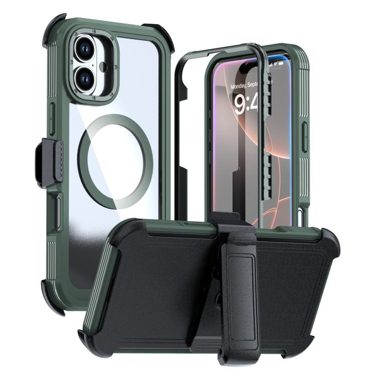غطاء هاتف أكريليك كامل التغطية مغناطيسي مع مشبك خلفي، لهواتف iPhone 16 Plus، iPhone 16، iPhone 15 Pro Max، iPhone 15 Pro، iPhone 15 Plus / 14 Plus، iPhone 15