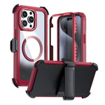 غطاء هاتف أكريليك كامل التغطية مغناطيسي مع مشبك خلفي، لهواتف iPhone 16 Plus، iPhone 16، iPhone 15 Pro Max، iPhone 15 Pro، iPhone 15 Plus / 14 Plus، iPhone 15
