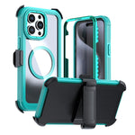 غطاء هاتف أكريليك كامل التغطية مغناطيسي مع مشبك خلفي، لهواتف iPhone 16 Plus، iPhone 16، iPhone 15 Pro Max، iPhone 15 Pro، iPhone 15 Plus / 14 Plus، iPhone 15