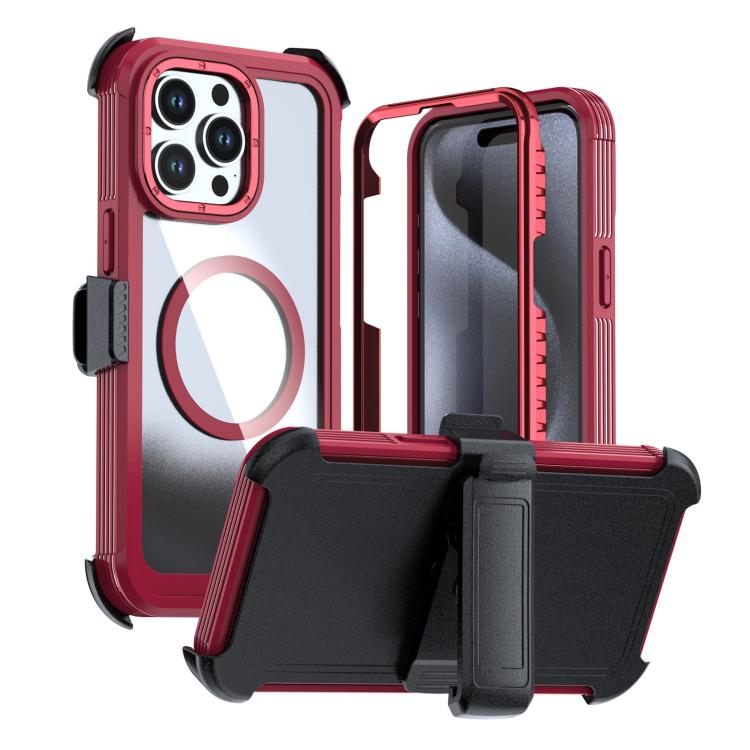 غطاء هاتف أكريليك كامل التغطية مغناطيسي مع مشبك خلفي، لهواتف iPhone 16 Plus، iPhone 16، iPhone 15 Pro Max، iPhone 15 Pro، iPhone 15 Plus / 14 Plus، iPhone 15