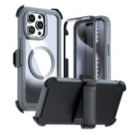 غطاء هاتف أكريليك كامل التغطية مغناطيسي مع مشبك خلفي، لهواتف iPhone 16 Plus، iPhone 16، iPhone 15 Pro Max، iPhone 15 Pro، iPhone 15 Plus / 14 Plus، iPhone 15