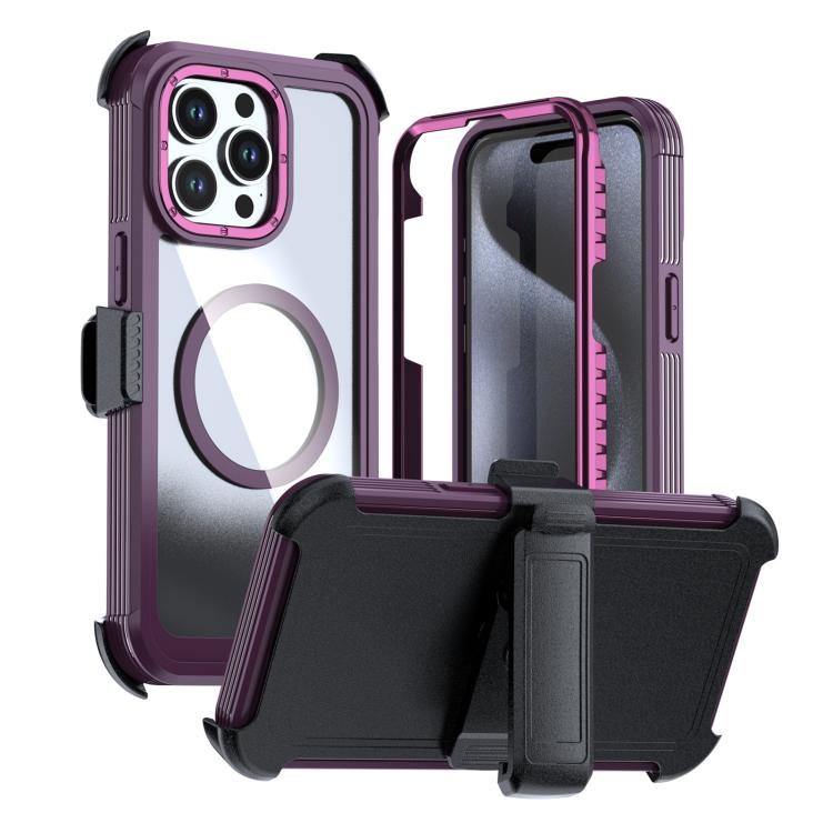 غطاء هاتف أكريليك كامل التغطية مغناطيسي مع مشبك خلفي، لهواتف iPhone 16 Plus، iPhone 16، iPhone 15 Pro Max، iPhone 15 Pro، iPhone 15 Plus / 14 Plus، iPhone 15
