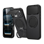 غطاء هاتف هجين من PC وTPU مع درع عدسة دوار مغناطيسي من ShellGod، لهواتف iPhone 17 Pro Max، iPhone 17 Pro