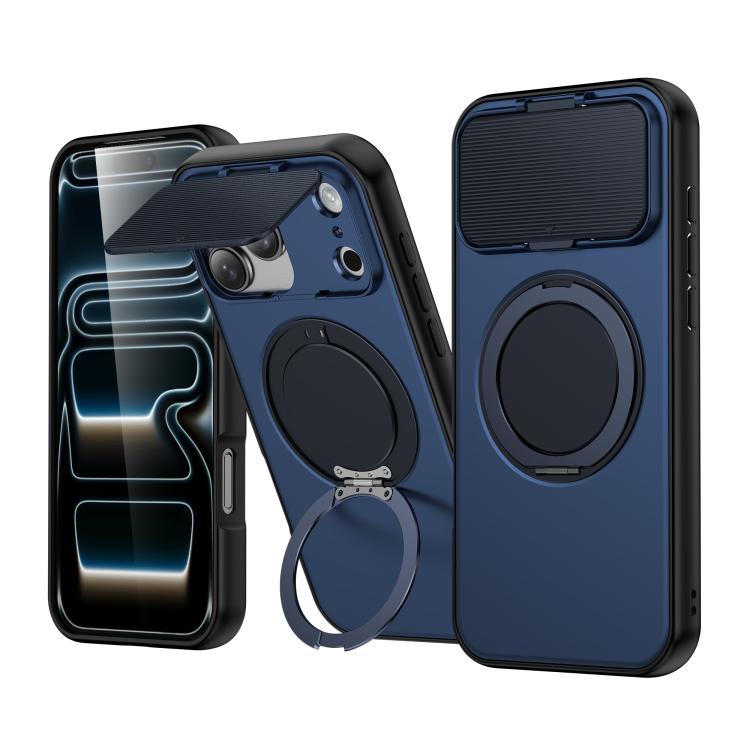 غطاء هاتف هجين من PC وTPU مع درع عدسة دوار مغناطيسي من ShellGod، لهواتف iPhone 17 Pro Max، iPhone 17 Pro